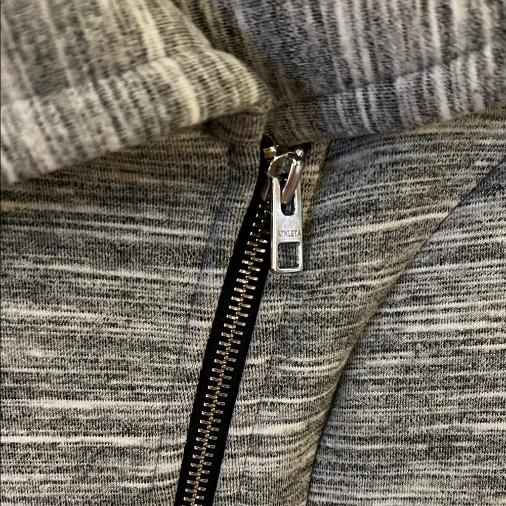 Athleta Gray Asymmetrical Zip Athletic Jacket Size XS Space Dye Moto Style - Picture 6 of 9
